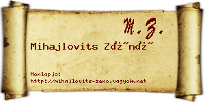 Mihajlovits Zénó névjegykártya